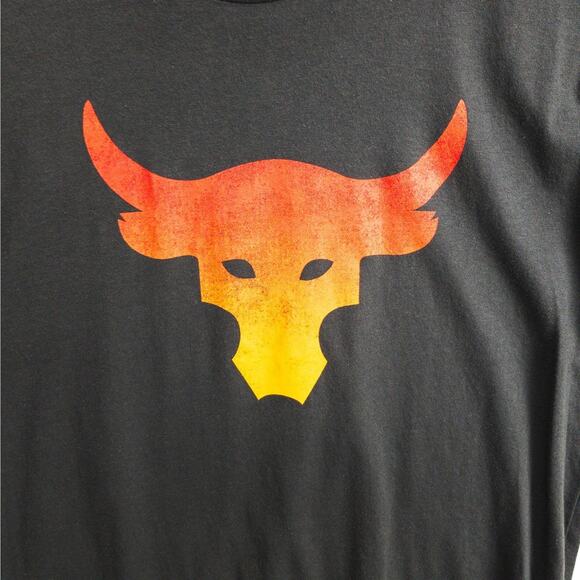 Under Armour Project Rock HeatGear Tee Men’s Large Loose Fit Gray Bull Logo Gym - Picture 5 of 11